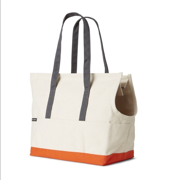 CANVAS PET TOTE NATURAL & ORANGE - Picture 1 of 4